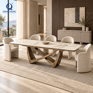 <span class=keywords><strong>Tavolo</strong></span> da Pranzo con 8 Sedie, Piano in Ceramica Effetto Marmo 12mm, Set <span class=keywords><strong>Tavolo</strong></span> da Pranzo <span class=keywords><strong>Allungabile</strong></span> Moderno per Casa - Product Image 1