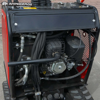 Mini-dumper sur chenilles Rhinoceros 500 kg, moteur essence, pompe hydraulique, transporteur compact pour chantier