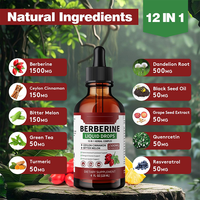 Gouttes liquides de berbérine en marque privée OEM/ODM, sans sucre, végétaliennes, personnalisables 30-120 ml pour adultes