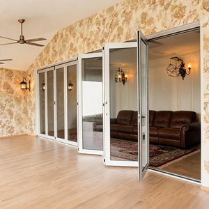 Porte patio pliante contemporaine sur mesure certifiée NFRC, double vitrage en verre trempé, résistante aux intempéries pour jardin extérieur - Product Image 1