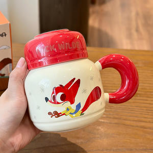 Taza de cerámica Zuo Mu Zootopia con tapa, taza resistente al calor para parejas, regalo de café para oficina, cumpleaños o festivales - Product Image 3