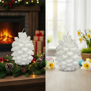 Candela a Cono Bianca Artigianale per Aromaterapia con Glitter, Cera Profumata Originale, Decorazione Natalizia o Pasquale - Product Image 3