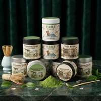Boîte en fer blanc scellée de qualité alimentaire 30g vide pour matcha, avec étiquette personnalisée, pour poudre de thé vert, emballage hermétique avec couvercle à vis en plastique
