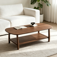Table basse moderne en bois massif durable avec étagère de rangement inférieure pour livres et ordinateurs portables, meubles de salon