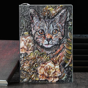 Cuaderno de Cuero PU con Grabado 3D de Gato Mágico A5, Diario Familiar de Brujas para Espirituales - Product Image 1