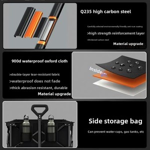 Cross-border Foreign Trade Spot Camping Cart Outdoor Portable <b>Trolley</b> Camp Car <b>Foldable</b> Picnic Off-road Wheel Double-Layer - Product Image 3