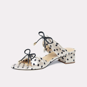 Women's Retro Polka Dot Strappy High Heeled Sandals Open Toe Lace-up Slip-On Fashionable Trend - Product Image 4