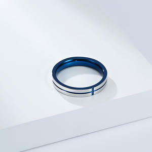 Unisex Cross Titanium Steel <b>Ring</b> Blue And Gold Geometric Fashion Jewelry Gift - Product Image 3