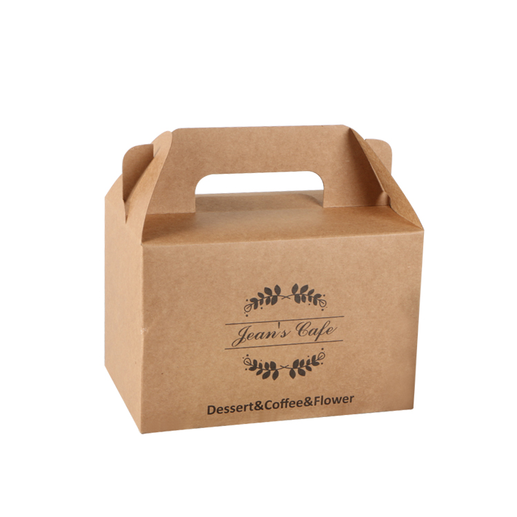 brown craft cake box custom printing logo with handle wedding box packaging
