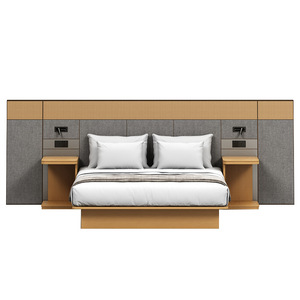 Factory Low Pricing Modern Apartment Hotel Bedroom Set <b>King</b> Queen <b>Size</b> Platform <b>Bed</b> <b>Frame</b> Mattress <b>Wooden</b> Nightstands Headboard - Product Image 6