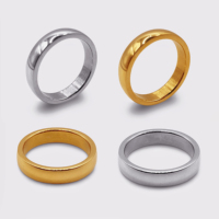 Bagues dôme classiques simples pour hommes 4mm en acier inoxydable Logo personnalisé bague ronde pour femmes hommes 18k plaqué or bague bijoux