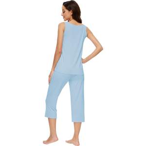 ชุดนอนผู้หญิงขายส่ง เสื้อกล้ามผ้าใยไผ่ วิสโคส ไซส์ S-XXL พร้อมกางเกงขาสั้น - Product Image 1