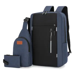 Tas punggung sekolah pria, ransel Notebook poliester tahan air santai komputer Logo cetak kualitas tinggi