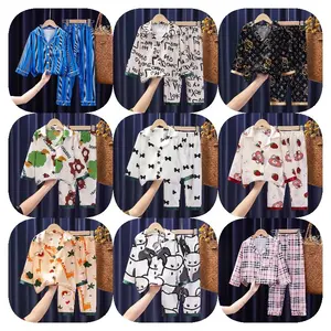 Col rabattu enfants coton vêtements de nuit ensembles bébé filles et garçons imprimer pyjamas enfants deux pièces pyjamas maison vêtements