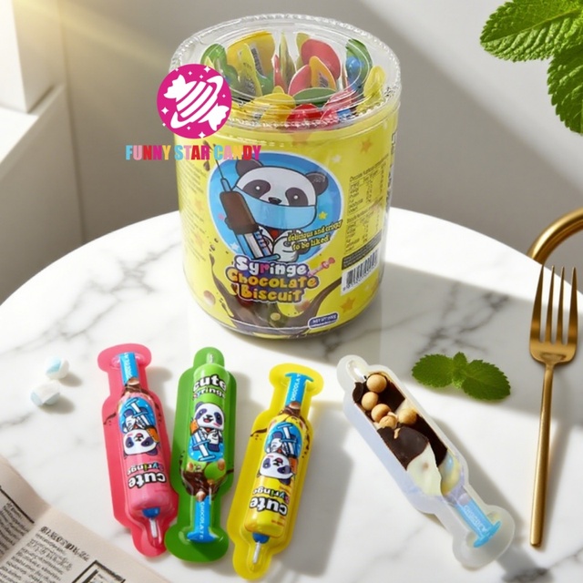 Custom 10g Needles Chocolate Jam Cookies Candy Toy Delicious Food Sweet Syringe Choco Sauce Biscuit Milk Chocolate