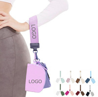 Dompet Mini 2 in 1 dengan Resleting di Sekitar Pergelangan Tangan, Tas Kantong Ganda, Gantungan Kunci Portabel, Kantong Koin, Tempat Kartu