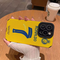 Coque de téléphone de protection à la mode de club de football à motif personnalisé pour iPhone 16 16pro Max 14-Sport coque de téléphone en cuir artificiel Mobile