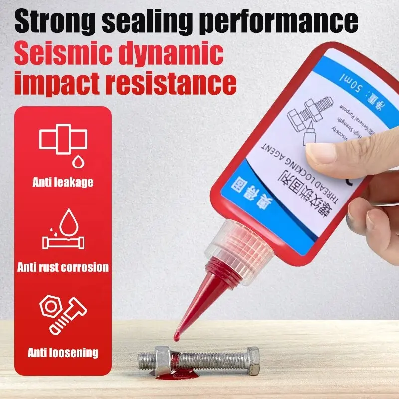 El adhesivo de rosca Aodegu es universal en alta resistencia y viscosidad Media y es adecuado para bloquear cada perno con 271 50ml.