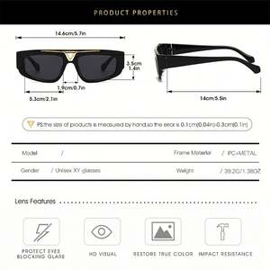 Lunettes de soleil vintage carrées irrégulières personnalisées avec logo 2025, UV400, petite monture rectangulaire pour hommes et femmes - Product Image 6