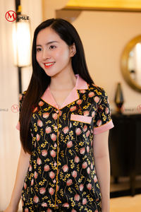 MBD299 TISSU SATIN Ensemble de pyjamas pour femmes Vêtements de nuit personnalisés Ensemble de pyjamas imprimés en forme de cœur Offre Spéciale femme Pyjama en coton - Product Image 6