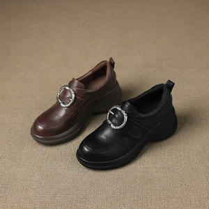 Pure handmade leather leather <b>shoes</b> with big belt buckle inside and outside full leather <b>shoes</b> with a round head and <b>soft</b> <b>sole</b> - Product Image 4