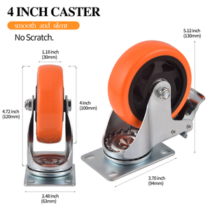 Zentral verriegelung Hochleistungs-Lenk rollen Industrielle <span class=keywords><strong>4</strong></span>-Zoll-Coster-Räder rueda giratoria Wagenräder - Product Image 3