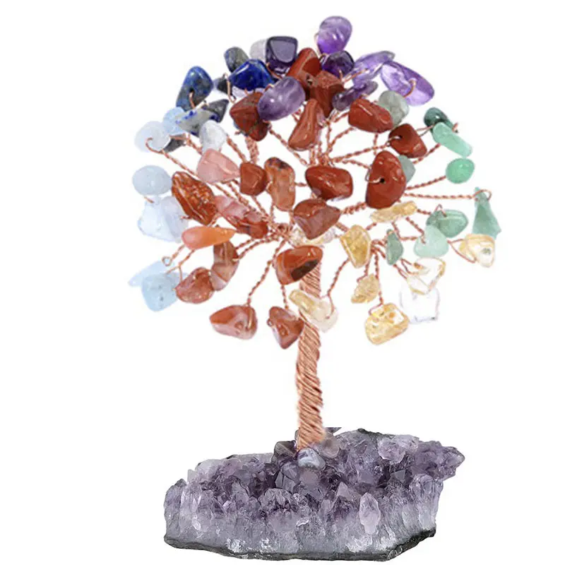 Natural Crystal Gemstone Chakra Christmas Fortune Tree Full Customized Crystal Stone For Decoration Gift