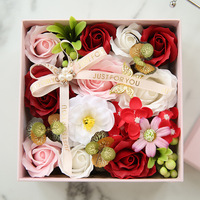 Boîte à fleurs savon pour la saint-valentin, cadeau de luxe, carré, exquis avec fenêtre, saint-valentin