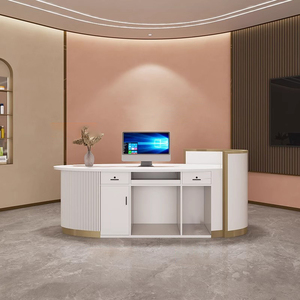 Bán Buôn Phổ Biến Nhỏ Hiện Đại L Hình Dạng Văn Phòng Phía Trước Mô Hình Gỗ Văn Phòng Thẩm Mỹ Viện Tiếp Tân Bàn - Product Image 5