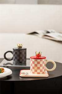 Nouvelle conception de gobelet en céramique écologique avec couvercle et <span class=keywords><strong>plateau</strong></span>, ensemble cadeau contemporain pour les cadeaux, capacité de 401 à 500 ml - Product Image 6