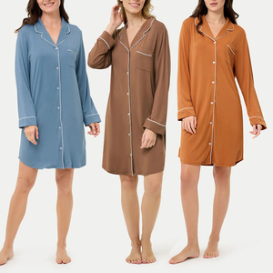 <span class=keywords><strong>Camicia</strong></span> <span class=keywords><strong>da</strong></span> <span class=keywords><strong>Notte</strong></span> in Bambù Organico per Donna, Pigiama a Maniche Lunghe, Abbigliamento Sostenibile per il Relax Femminile, Vestaglia Personalizzata - Product Image 1