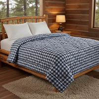 Couette matelassée en polyester à carreaux imprimés avec logo personnalisé, certifiée Oeko-Tex, respirante et douce, pour la maison et la chambre à coucher, OEM ODM