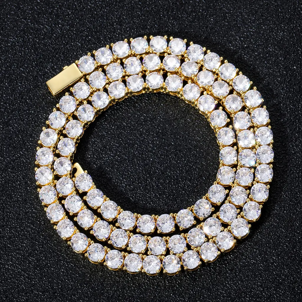 В стиле "хип-хоп", 3 мм, 4 мм, 5 мм, ожерелье в виде цепочки для тенниса из 14-каратного золота с покрытием из кубического циркония CZ колье ожерелье для тенниса мужские и женские ювелирные изделия