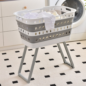 Support pliant en plastique durable panier de rangement support panier à linge pliable multifonctionnel de grande capacité - Product Image 1