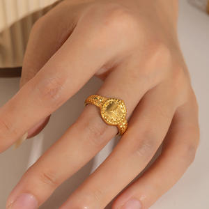 Anillos de Corazón con Cadena y Bisel Chapado en Oro de 18K, Anillos de Boda Apilables Minimalistas para Mujer, Estilo Vintage, Gran Venta - Product Image 4