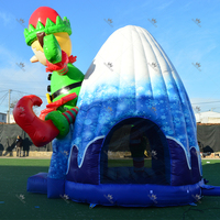 Château gonflable commercial en PVC sur le thème de Noël, avec toboggan, pour enfants, idéal pour la location lors de fêtes