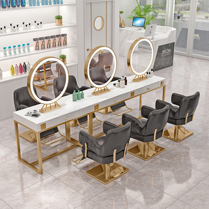 Modern Style Cosmetic <b>Mirror</b> <b>Table</b> Integrated Cabinet for Beauty Salon for Perm Dyeing Barber Shop Use for Internet Celebrity - Product Image 2
