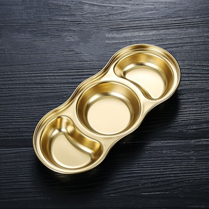 <span class=keywords><strong>Plat</strong></span> de service coréen en acier inoxydable 304, écologique et durable, pour restaurant, personnalisable, pour sauce BBQ, assaisonnement, trempette, soja et viande - Product Image 4