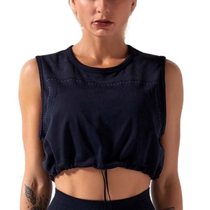 Camiseta Deportiva Personalizada con Logotipo para Mujer, Top de Gimnasio sin Mangas, Chaleco de Entrenamiento de Verano, Camiseta sin Mangas con Parte Inferior Elástica - Product Image 2