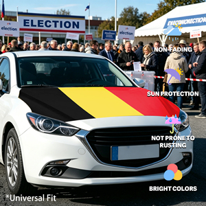 Drapeau de capot de voiture personnalisé en gros, <span class=keywords><strong>Belgique</strong></span>, 130x150cm, avec cordon élastique, protection UV, parfaitement adapté aux voitures de taille moyenne - Product Image 3