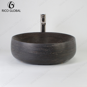 Vasque à poser en marbre bleu pour salle de bain, lavabo en pierre moderne pour maison et hôtel - Product Image 2
