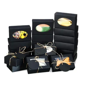 Ventana de perspectiva Caja artesanal de jabón Embalaje de tamaño personalizado Postre para llevar Recipiente de comida Caja de Bollo de chocolate y galletas