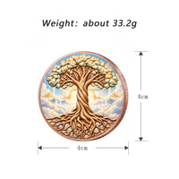 Assortiment en vrac de pièces de monnaie en cuivre fin 999 de 1 oz, motif Arbre de Vie Yggdrasil, pièce ronde 3D colorée