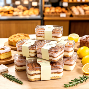 En stock, boîte à dessert en plastique transparent pour tiramisu avec <span class=keywords><strong>couvercle</strong></span>, matériau PS alimentaire, conteneur - Product Image 6