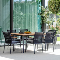 Ensemble de meubles de jardin en teck et rotin pour balcon extérieur, table et chaises de terrasse, résistant à la pluie, pour le thé et les loisirs