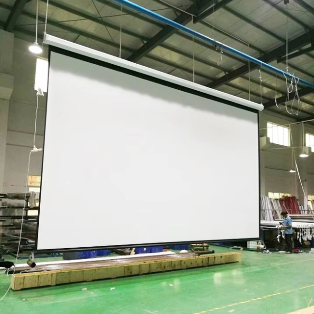 Huge Size 180'' 200'' 250'' 300'' 400 Inch Electric Projection Screen 4K Tubular Motor Projector Screen With Remote Control