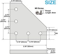 Plaque de jonction en alliage d'aluminium à 5 trous, type L, 90 degrés, pour meubles, support d'angle pour CNC V Slot 2020 3030, armoire KAIYAMEI