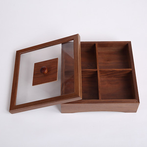 Plateau à fruits secs en bois de noyer de style japonais avec compartiments pour collations et bonbons, design minimaliste moderne pour la maison - Product Image 5