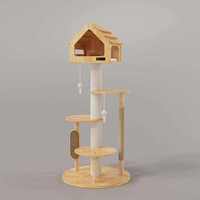 Arbre à chat extra-large en bois massif avec base robuste et durable, design multi-niveaux écologique