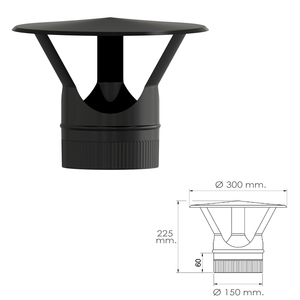Cappuccio per stufa in gres porcellanato nero Ø 150 mm. - Product Image 2